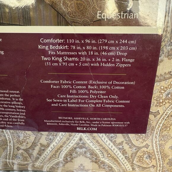Biltmore Equestrian King Comforter Set Brand New Belk Exclusive - Picture 3 of 5